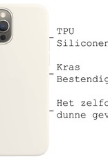 BASEY. Hoes Geschikt voor iPhone 13 Pro Max Hoesje Siliconen Back Cover Case Met 2x Screenprotector - Hoesje Geschikt voor iPhone 13 Pro Max Hoes Cover Hoesje - Wit