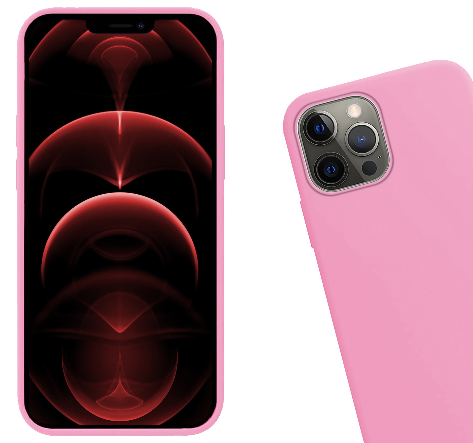Nomfy Hoesje Geschikt voor iPhone 13 Pro Hoesje Siliconen Cover Case Met 2x Screenprotector - Hoes Geschikt voor iPhone 13 Pro Hoes Back Case - Lichtroze