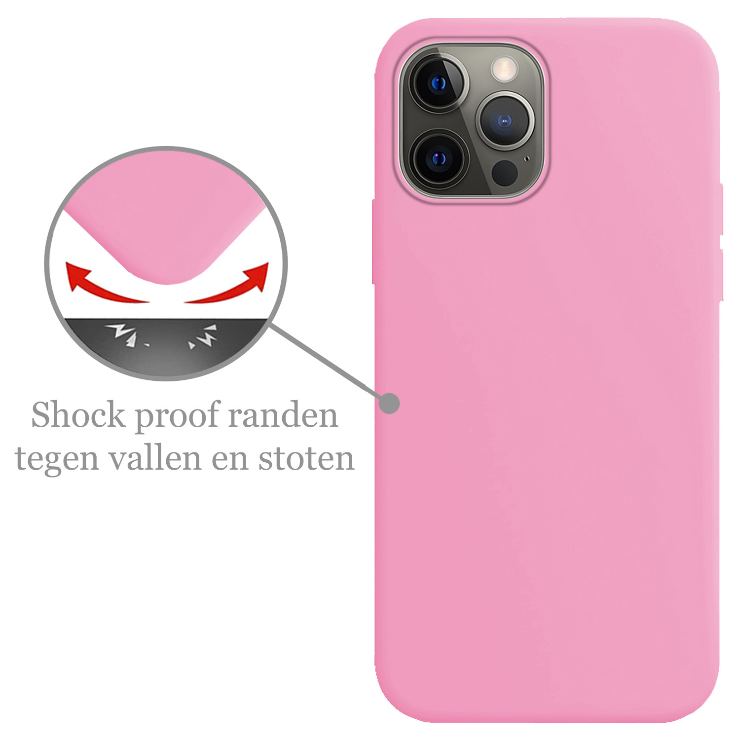 Nomfy Hoesje Geschikt voor iPhone 13 Pro Max Hoesje Siliconen Cover Case Met 2x Screenprotector - Hoes Geschikt voor iPhone 13 Pro Max Hoes Back Case - Lichtroze
