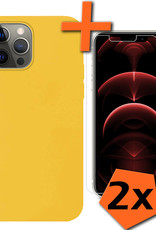 Nomfy Hoesje Geschikt voor iPhone 13 Pro Max Hoesje Siliconen Cover Case Met 2x Screenprotector - Hoes Geschikt voor iPhone 13 Pro Max Hoes Back Case - Geel