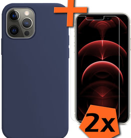 Nomfy Nomfy iPhone 13 Hoesje Siliconen Met 2x Screenprotector - Donkerblauw