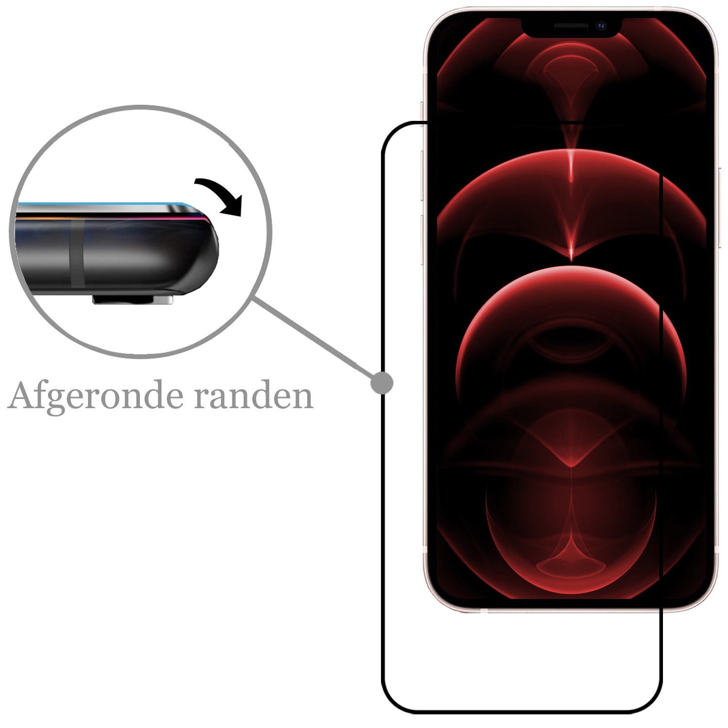 Nomfy iPhone 13 Mini Screenprotector Bescherm Glas - iPhone 13 Mini Screen Protector Tempered Glass Full Screen 3D Zwart - 3x