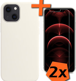 Nomfy Nomfy iPhone 13 Hoesje Siliconen Met 2x Screenprotector - Wit