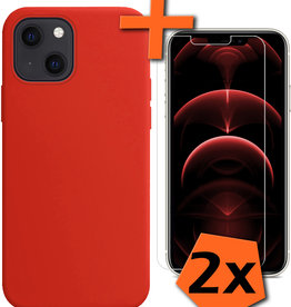 Nomfy Nomfy iPhone 13 Hoesje Siliconen Met 2x Screenprotector - Rood