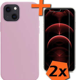 Nomfy Nomfy iPhone 13 Hoesje Siliconen Met 2x Screenprotector - Lila