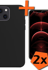 Nomfy Hoesje Geschikt voor iPhone 13 Mini Hoesje Siliconen Cover Case Met 2x Screenprotector - Hoes Geschikt voor iPhone 13 Mini Hoes Back Case - Zwart