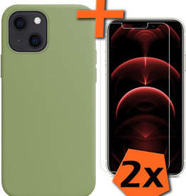 Nomfy Nomfy iPhone 13 Hoesje Siliconen Met 2x Screenprotector - Groen