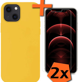 Nomfy Nomfy iPhone 13 Hoesje Siliconen Met 2x Screenprotector - Geel