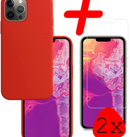 BASEY. BASEY. iPhone 13 Hoesje Siliconen Met 2x Screenprotector - Rood