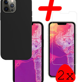 BASEY. BASEY. iPhone 13 Hoesje Siliconen Met 2x Screenprotector - Zwart