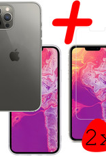 BASEY. Hoes Geschikt voor iPhone 13 Pro Hoesje Siliconen Back Cover Case Met 2x Screenprotector - Hoesje Geschikt voor iPhone 13 Pro Hoes Cover Hoesje - Transparant