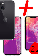 BASEY. Hoes Geschikt voor iPhone 13 Hoesje Siliconen Back Cover Case Met 2x Screenprotector - Hoesje Geschikt voor iPhone 13 Hoes Cover Hoesje - Transparant