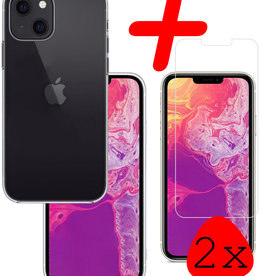 BASEY. BASEY. iPhone 13 Hoesje Siliconen Met 2x Screenprotector - Transparant