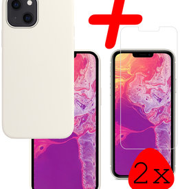 BASEY. BASEY. iPhone 13 Hoesje Siliconen Met 2x Screenprotector - Wit
