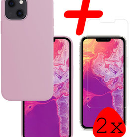 BASEY. BASEY. iPhone 13 Hoesje Siliconen Met 2x Screenprotector - Lila