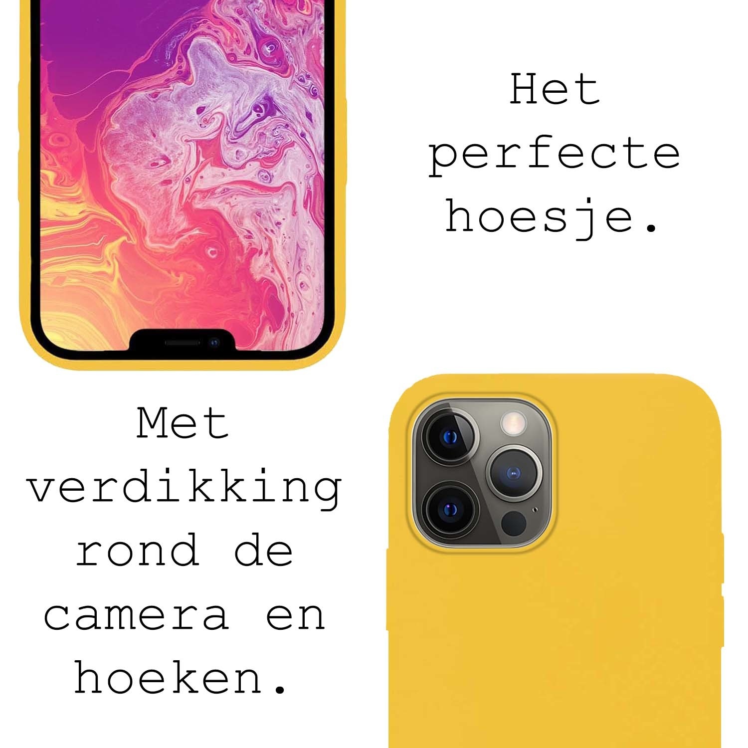 BASEY. Hoes Geschikt voor iPhone 13 Pro Max Hoesje Siliconen Back Cover Case - Hoesje Geschikt voor iPhone 13 Pro Max Hoes Cover Hoesje - Geel - 2 Stuks