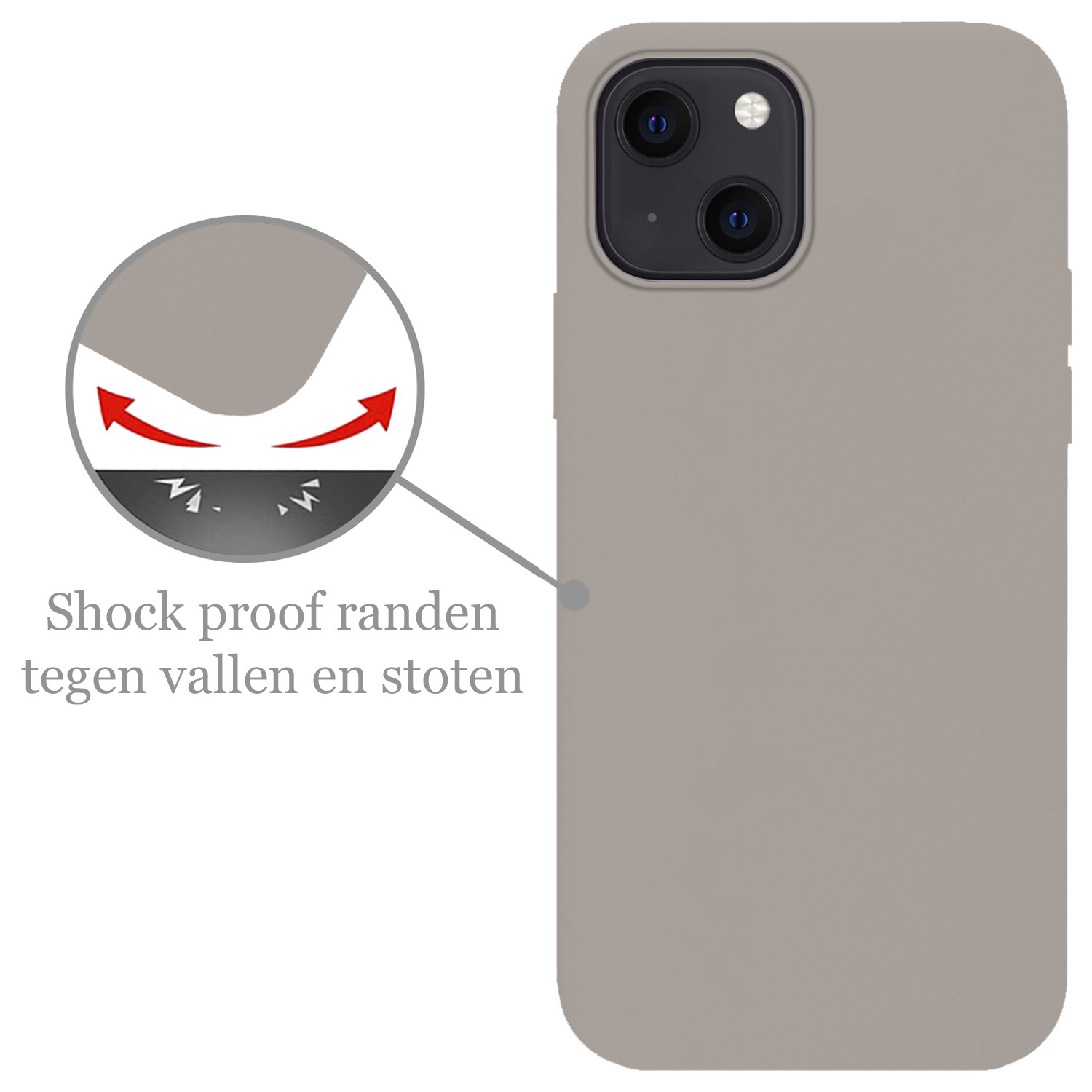 Nomfy Hoesje Geschikt voor iPhone 13 Hoesje Siliconen Cover Case - Hoes Geschikt voor iPhone 13 Hoes Back Case - 2-PACK - Grijs
