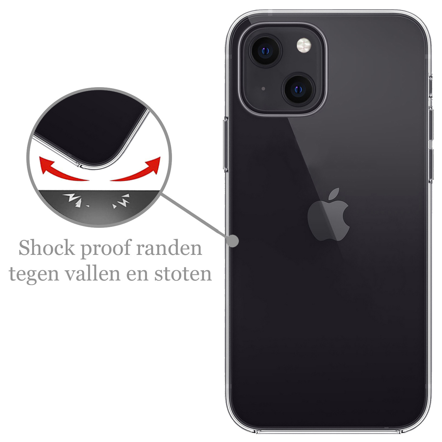 Nomfy Hoesje Geschikt voor iPhone 13 Hoesje Siliconen Cover Case - Hoes Geschikt voor iPhone 13 Hoes Back Case - 2-PACK - Transparant