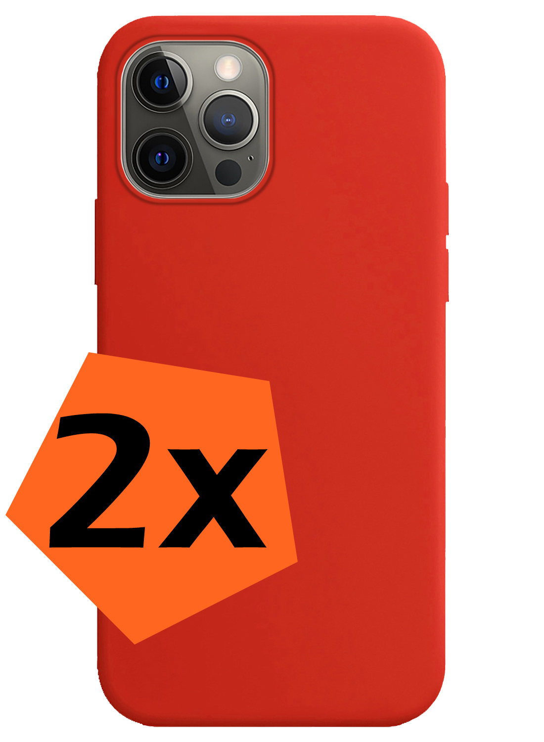 Nomfy Hoesje Geschikt voor iPhone 13 Pro Hoesje Siliconen Cover Case - Hoes Geschikt voor iPhone 13 Pro Hoes Back Case - 2-PACK - Rood