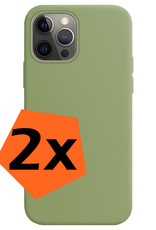 Nomfy Hoesje Geschikt voor iPhone 13 Pro Hoesje Siliconen Cover Case - Hoes Geschikt voor iPhone 13 Pro Hoes Back Case - 2-PACK - Groen