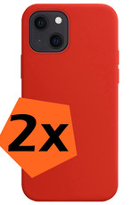 Nomfy Hoesje Geschikt voor iPhone 13 Mini Hoesje Siliconen Cover Case - Hoes Geschikt voor iPhone 13 Mini Hoes Back Case - 2-PACK - Rood