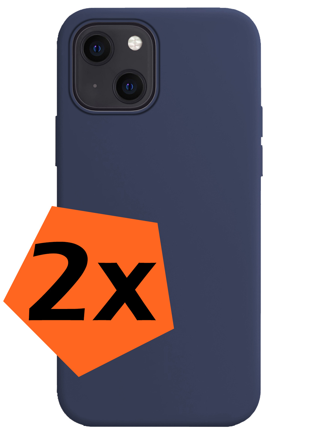 Nomfy Hoesje Geschikt voor iPhone 13 Mini Hoesje Siliconen Cover Case - Hoes Geschikt voor iPhone 13 Mini Hoes Back Case - 2-PACK - Donkerblauw