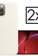 NoXx Hoes Geschikt voor iPhone 13 Pro Max Hoesje Cover Siliconen Back Case Hoes - Wit - 2x