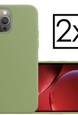 NoXx Hoes Geschikt voor iPhone 13 Pro Max Hoesje Cover Siliconen Back Case Hoes - Groen - 2x