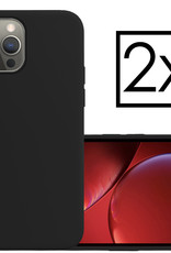 NoXx Hoes Geschikt voor iPhone 13 Pro Hoesje Cover Siliconen Back Case Hoes - Zwart - 2x