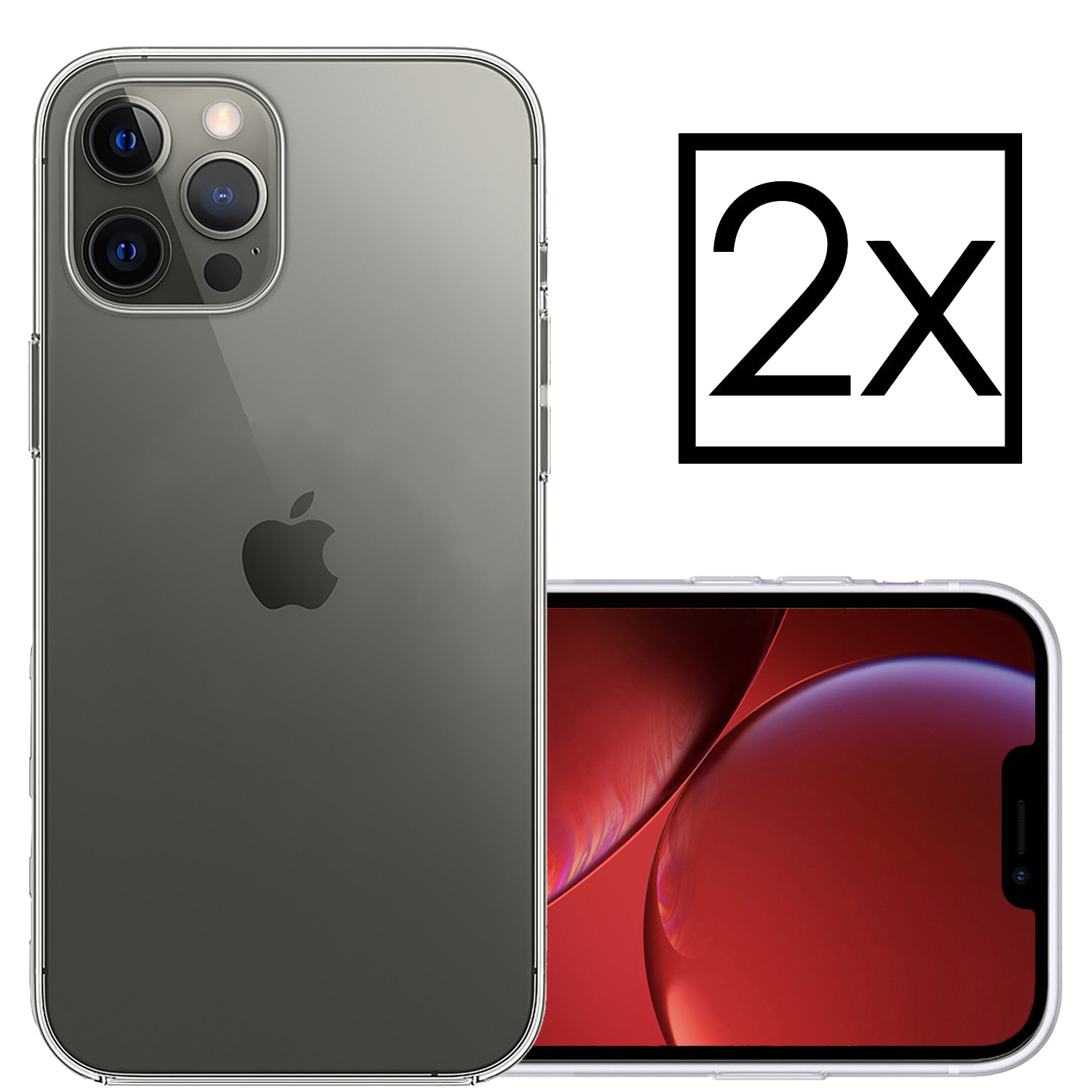 NoXx Hoes Geschikt voor iPhone 13 Pro Hoesje Cover Siliconen Back Case Hoes - Transparant - 2x