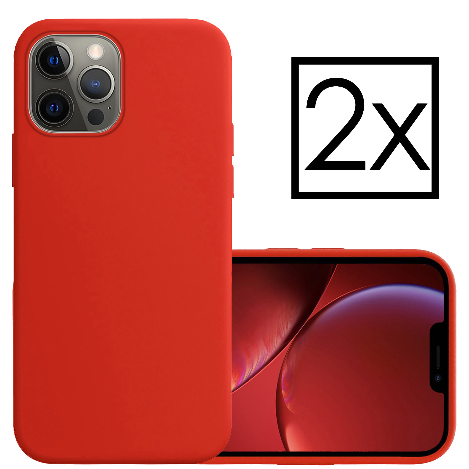 NoXx Hoes Geschikt voor iPhone 13 Pro Hoesje Cover Siliconen Back Case Hoes - Rood - 2x