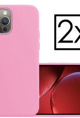 NoXx Hoes Geschikt voor iPhone 13 Pro Hoesje Cover Siliconen Back Case Hoes - Lichtroze - 2x