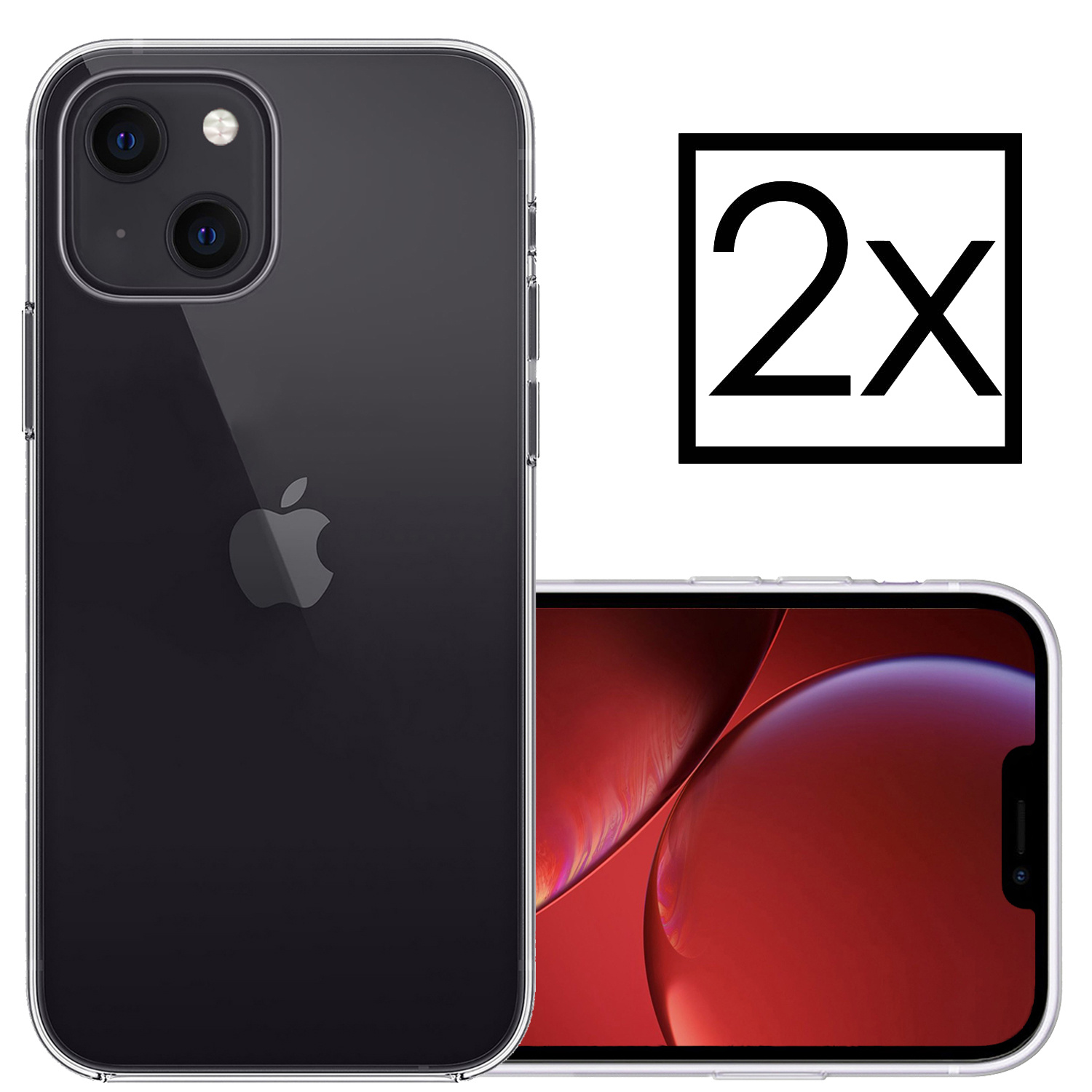 NoXx Hoes Geschikt voor iPhone 13 Hoesje Cover Siliconen Back Case Hoes - Transparant - 2x