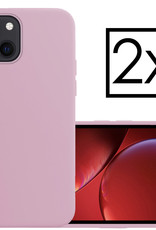 NoXx Hoes Geschikt voor iPhone 13 Mini Hoesje Cover Siliconen Back Case Hoes - Lila - 2x
