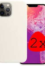 BASEY. Hoes Geschikt voor iPhone 13 Pro Max Hoesje Siliconen Back Cover Case - Hoesje Geschikt voor iPhone 13 Pro Max Hoes Cover Hoesje - Wit - 2 Stuks
