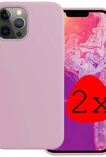 BASEY. Hoes Geschikt voor iPhone 13 Pro Max Hoesje Siliconen Back Cover Case - Hoesje Geschikt voor iPhone 13 Pro Max Hoes Cover Hoesje - Lila - 2 Stuks
