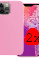 BASEY. Hoes Geschikt voor iPhone 13 Pro Max Hoesje Siliconen Back Cover Case - Hoesje Geschikt voor iPhone 13 Pro Max Hoes Cover Hoesje - Lichtroze - 2 Stuks