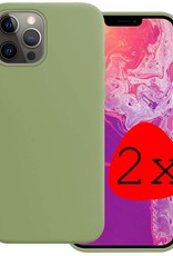 BASEY. Hoes Geschikt voor iPhone 13 Pro Max Hoesje Siliconen Back Cover Case - Hoesje Geschikt voor iPhone 13 Pro Max Hoes Cover Hoesje - Groen - 2 Stuks