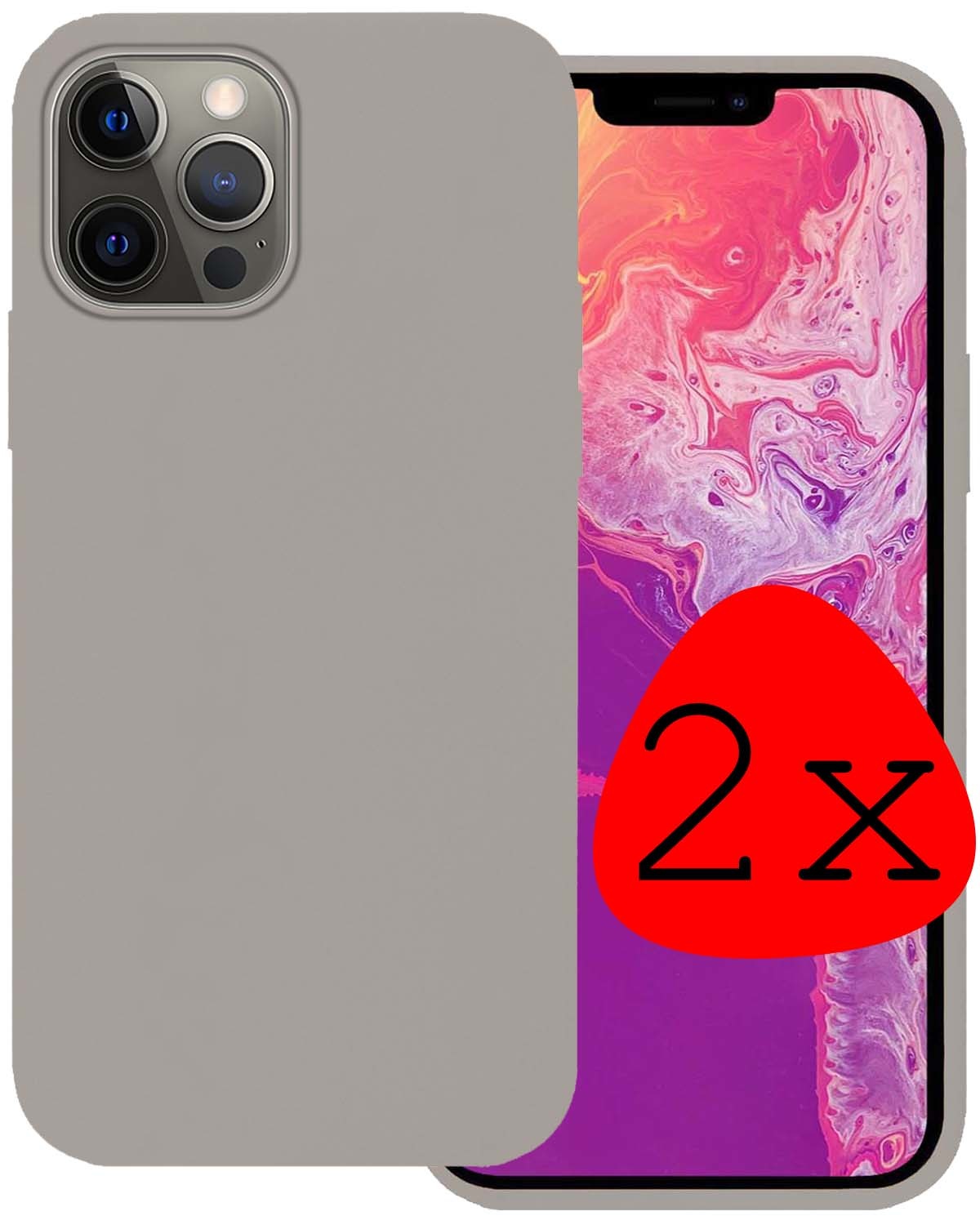 BASEY. Hoes Geschikt voor iPhone 13 Pro Max Hoesje Siliconen Back Cover Case - Hoesje Geschikt voor iPhone 13 Pro Max Hoes Cover Hoesje - Grijs - 2 Stuks