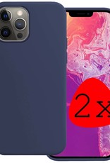 BASEY. Hoes Geschikt voor iPhone 13 Pro Max Hoesje Siliconen Back Cover Case - Hoesje Geschikt voor iPhone 13 Pro Max Hoes Cover Hoesje - Donkerblauw - 2 Stuks