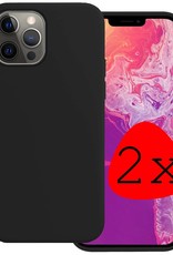 BASEY. Hoes Geschikt voor iPhone 13 Pro Hoesje Siliconen Back Cover Case - Hoesje Geschikt voor iPhone 13 Pro Hoes Cover Hoesje - Zwart - 2 Stuks