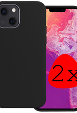 BASEY. Hoes Geschikt voor iPhone 13 Hoesje Siliconen Back Cover Case - Hoesje Geschikt voor iPhone 13 Hoes Cover Hoesje - Zwart - 2 Stuks