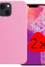BASEY. Hoes Geschikt voor iPhone 13 Hoesje Siliconen Back Cover Case - Hoesje Geschikt voor iPhone 13 Hoes Cover Hoesje - Lichtroze - 2 Stuks