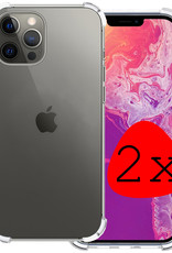 BASEY. Hoes Geschikt voor iPhone 13 Pro Hoesje Shock Proof Case Hoes Siliconen - Hoesje Geschikt voor iPhone 13 Pro Hoes Cover Shockproof - Transparant - 2 Stuks