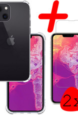 BASEY. Hoes Geschikt voor iPhone 13 Hoesje Shock Proof Case Hoes Siliconen Met 2x Screenprotector - Hoesje Geschikt voor iPhone 13 Hoes Cover Shockproof - Transparant