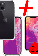 BASEY. iPhone 13 Hoesje Shock Proof Met 2x Screenprotector Tempered Glass - iPhone 13 Screen Protector Beschermglas Full Screen Hoes Shockproof - Transparant