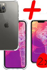 BASEY. Hoes Geschikt voor iPhone 13 Pro Max Hoesje Shock Proof Case Hoes Siliconen Met 2x Screenprotector - Hoesje Geschikt voor iPhone 13 Pro Max Hoes Cover Shockproof - Transparant