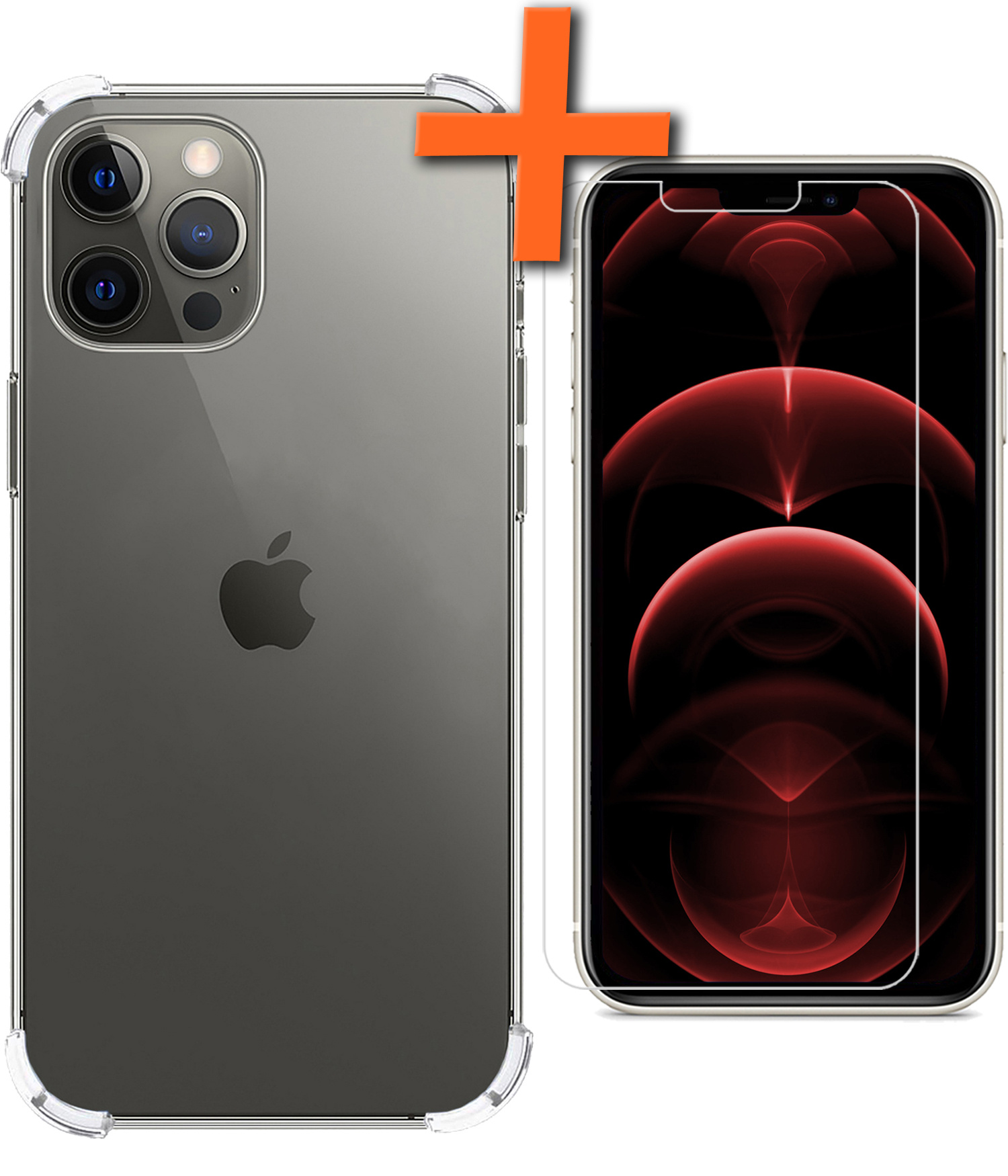 Nomfy iPhone 13 Pro Hoesje Shockproof Met Screenprotector - iPhone 13 Pro Screen Protector Tempered Glass - iPhone 13 Pro Transparant Transparant Shock Proof Met Beschermglas