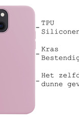 BASEY. Hoes Geschikt voor iPhone 13 Mini Hoesje Siliconen Back Cover Case Met Screenprotector - Hoesje Geschikt voor iPhone 13 Mini Hoes Cover Hoesje - Lila