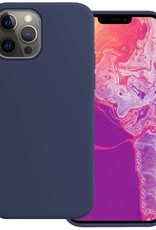 BASEY. Hoes Geschikt voor iPhone 13 Pro Hoesje Siliconen Back Cover Case Met Screenprotector - Hoesje Geschikt voor iPhone 13 Pro Hoes Cover Hoesje - Donkerblauw